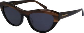 Ferragamo Grey Cat Eye Ladies Sunglasses SF1103S 217 55