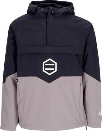 Dolly Noire Zwart/Wit Anorakjas met Fleecevoering - Heren - Windbreakers - Zwart - XL - Polyester - Fitness