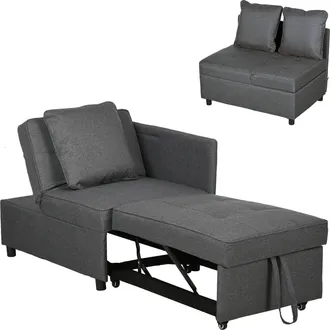 OEM Sof&aacute; Cama De 1 Plaza Con Respaldo Ajustable Sill&oacute;n Cama Individual Con Almohadas Para Dormitorio Apartamento Gris