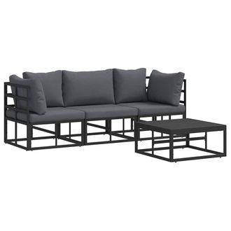 Berkfield Home Garden Sofa Set 4 pcs Black 70 x 70 x 32 cm Aluminium