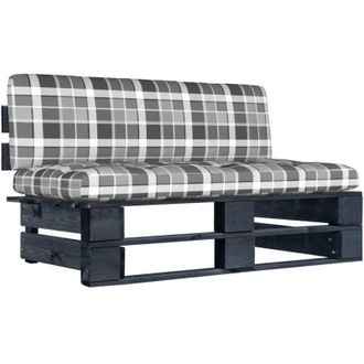 vidaXL vidaXL Divano Centrale Giardino su Pallet Nero Legno Pino Impregnato