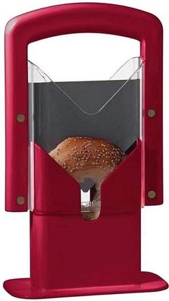 OEM Cortador De Bagels, Ideal Para Bagels, Agarre Seguro, Protector De Seguridad, Cortador De Bagels De Acero Inoxidable, Cortador Universal (rojo)