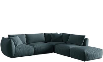 MICADONI Modulares 4-Sitzer Design Ecksofa Chris mit Ottomane und Eckteil rechts - Samtbezug