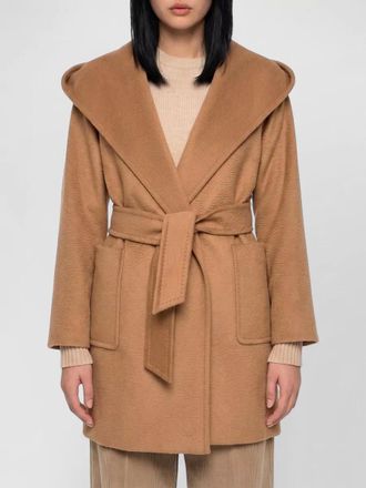Max Mara camel hair hooded belted coat