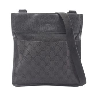 Gucci Pre-owned Cross Body Bags, female, Black, Size: ONE SIZE Pre-owned GG Canvas Leather Shoulder Bag