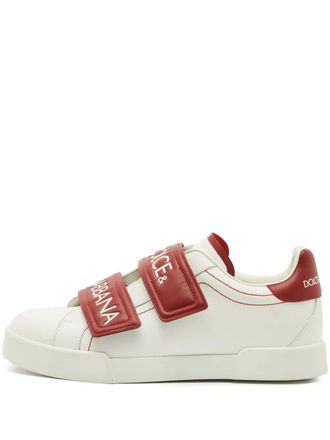 Dolce & Gabbana leather logo-strap sneakers - White