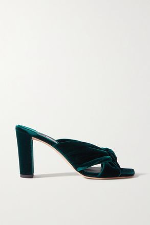 Jimmy Choo London Mule In Velluto Con Nodo Avenue 85 - Verde
