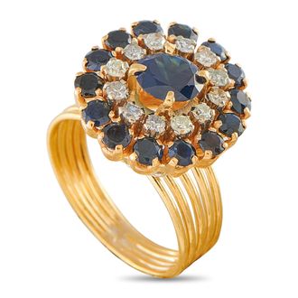 Luxury Bazaar 18K Yellow Gold 0.29ct Diamond and Sapphire Ring MF01-081126