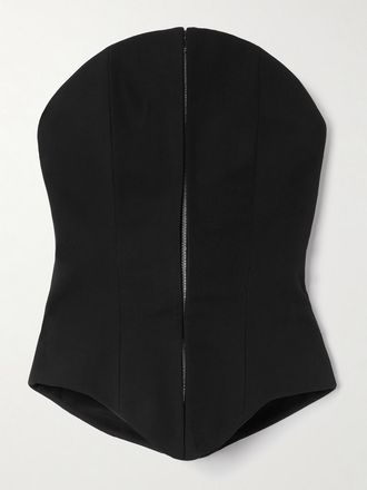 Alexander McQueen Top Bustier In Lana - Nero
