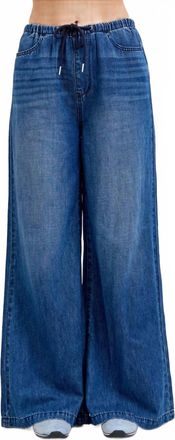 Judy Blue Womens High Waist Featherweight Palazzo Fit Jeans In Medium Dark Stone Wash