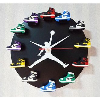 OEM Modelo De Zapato 3d, Reloj De Pared 3d, Muebles De Oficina, Muebles Para El Hogar, Muebles Deportivos, Baloncesto Nba, Fondo Negro, Patr&oacute;n Blanco -cre