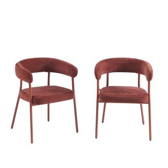 Pantone Lote de 2 sillas de tela y patas de metal terracota