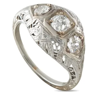 Luxury Bazaar Antique Platinum 0.73ct Diamond Three-Stone Ring MF06-071726