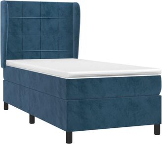 vidaXL Cama Box Spring Con Colch&oacute;n Terciopelo Azul Oscuro 90x200 Cm Vidaxl