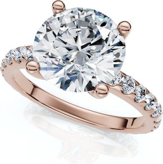 Pompeii3 Certified 3.40Ct Round Cut Diamond Engagement Ring 14k Gold Lab Grown