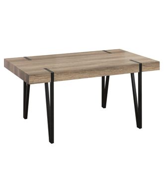 Home Heavenly Mesa de comedor moderno con tapa de mdf canyon y patas negras