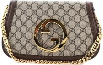 Gucci Blondie NM Chain Flap Bag GG Coated Canvas Small shoulder bag - Bruin