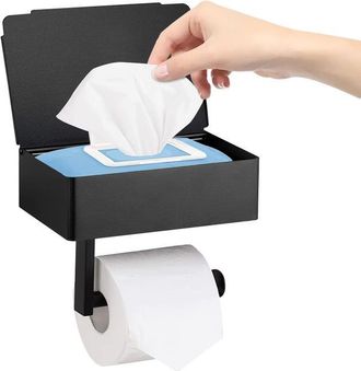 OEM Portarrollos De Papel Higi&eacute;nico Con Dispensador De Toallitas H&uacute;medas, Soporte De Pared De Acero Inoxidable Negro Mate (negro)