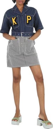 Kenzo Ladies Rinse Blue Denim Paris Striped Shirt Dress, Size Medium