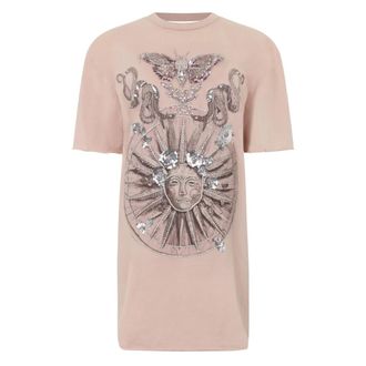 Philipp Plein Open Back T-Shirt Jurk Butterfly Tattoo - Dames - Korte kleedjes - Roze - S - Katoen - Kleedjes
