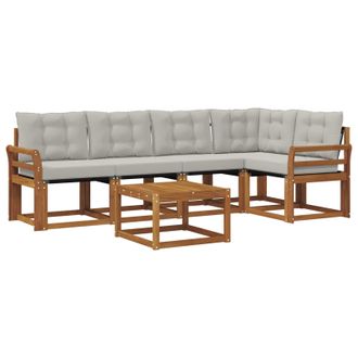 vidaXL Conjunto De Sof&aacute;s De Exterior 6 Pcs Gris Natural Y Claro Vidaxl