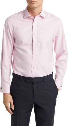 CHARLES TYRWHITT Non-Iron Twill Cutaway Slim Fit Shirt Double Cuff in Pink at Nordstrom, Size 17.5