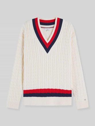 Tommy Hilfiger Regular Fit Pullover aus reiner Baumwolle in Ecru, Gr&ouml;&szlig;e XL