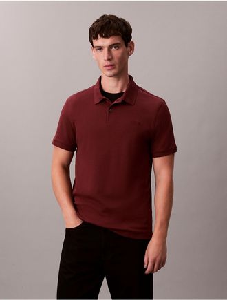 Calvin Klein Mens Liquid Touch Polo Shirt - Red - 2XL