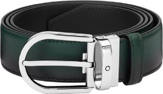 Montblanc Horseshoe Buckle Sfumato British Green 35mm Leather Belt