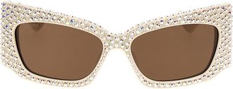 Gucci White Geometric crystal sunglasses