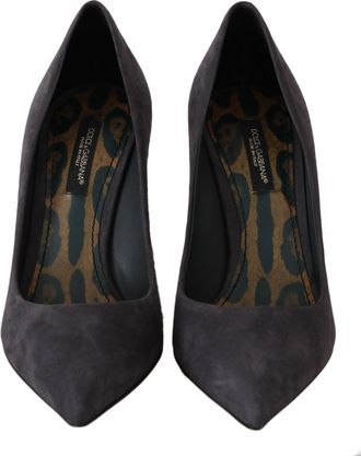 Dolce & Gabbana Womens Gray Suede Leather Stiletto Shoes Heels