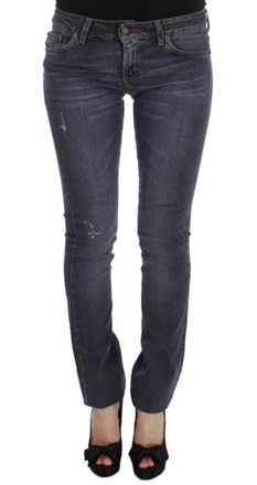 Roberto Cavalli Cavalli Womens Blue Wash Cotton Blend Slim Fit Jeans