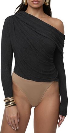 JLUXLABEL Draped One-Shoulder Bodysuit in Black at Nordstrom, Size X-Small