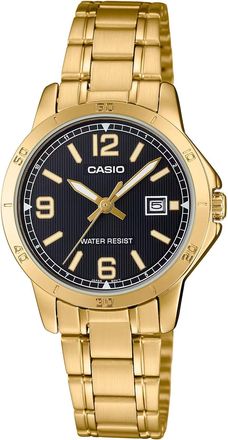 Casio Womens Gold Bracelet Analog Watch with Black Dial - LTP-V004G-1BUDF