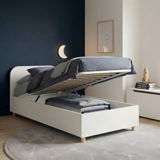 N&ouml;a & Nani Agnes Single Gas Lift Ottoman Bed with Storage in White