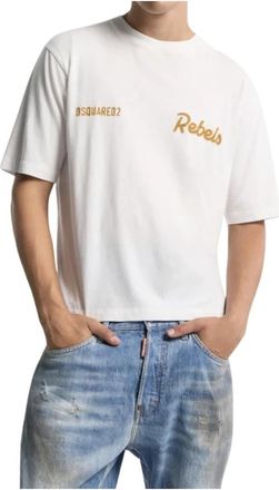 Dsquared2 Logo Rebels T-Shirt - Heren - T-shirts - Wit - S - Katoen - Tops