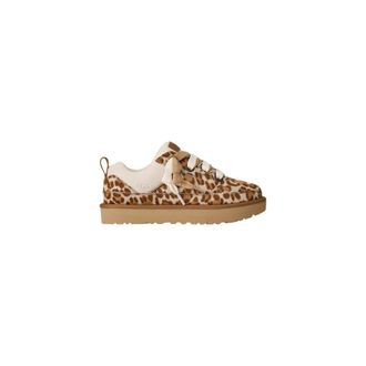 UGG Sneakers, female, Multicolor, Size: 10 US Leopard Print Suede Lace-Up Sneakers
