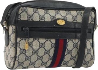 Gucci Pre-owned Vintage GG PVC Schoudertas - Dames - Vintage Schoudertas - Blauw - ONE Size - Leer - Vintage