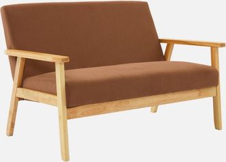 Sweeek Sof&aacute;-banco De Pana Con Patas De Madera, 2 Plazas