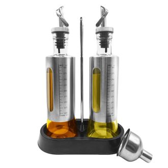 OEM Botella Dispensadora De Aceite De Oliva De 300 Ml, Juego De 2 Dispensadores De Aceite Y Vinagre De Vidrio Con Bandeja, Para Cocina
