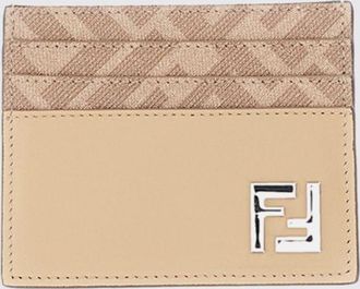 Fendi Portacarte di credito Squared FF Fendi in pelle e cotone spalmato