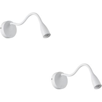 Loops 2 PACK Sleek White LED Wall Light - Perfect Reading Indoor Lamp