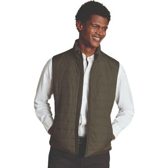 CHARLES TYRWHITT Lightweight Quilted Vest in Olive Green at Nordstrom, Size X-Large