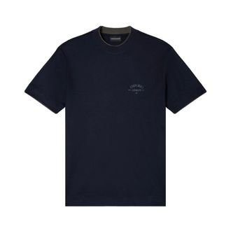 Emporio Armani T-shirt met ronde hals - Heren - Tops - Blauw - Maat: 2XL Katoen