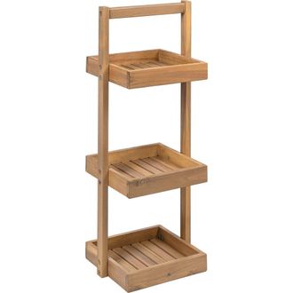 Happimess Tilly 30 Classic Rustic 3-Tier Acacia Wood Freestanding Bathroom Shower Caddy in Light Teak at Nordstrom