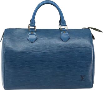 Louis Vuitton Speedy Handbag Epi Leather Blue Leather Handbag (Pre-Owned)