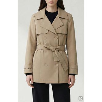 Noize Amina Tie Waist Water Repellent Coat in Sand at Nordstrom, Size X-Small
