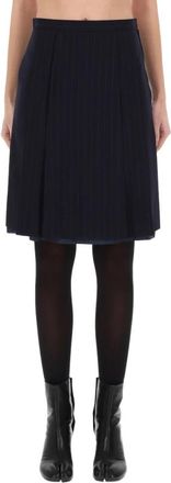 Maison Margiela Pinstripe Midi Rok - Dames - Korte rokken - Blauw - XS - Wol - Rokken