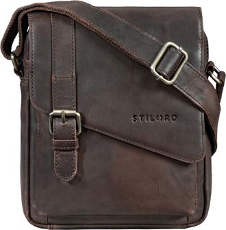 STILORD Ryder Small Leather Messenger Bag Mens Brown Crossbody Bag Men Vintage Shoulder Bags Genuine Leather Handbag Man with Magnetic Closure Anti Theft