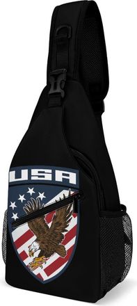 Generic Ea-gles U.s. Flag Unisex Shoulder Bags Casual Crossbody Chest Bag Sling Backpack for Hiking Cycling Travel